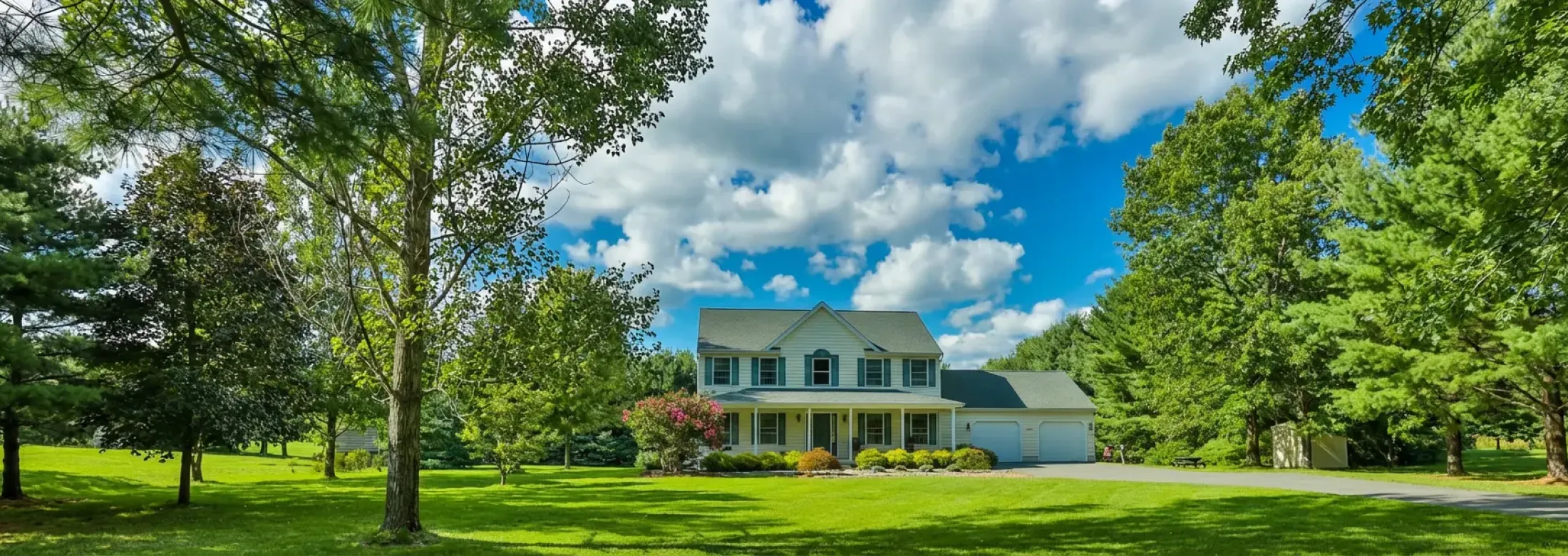 house with healthy lawn and trees